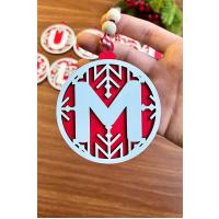 11 Harfli Kırmızı Beyaz İpli MUTLU YILLAR Yazılı Ahşap Yılbaşı Ağaç Süsü