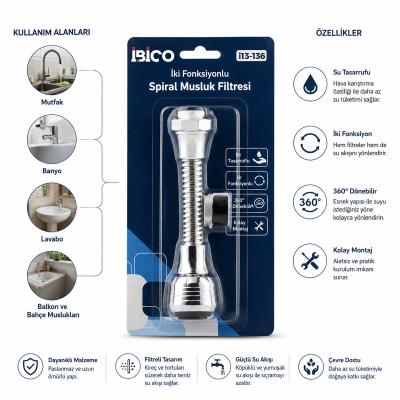 12 ADET MUSLUK UCU FİLTRESİ 2 FONKSİYONLU SPİRALLİ YAYLI - 360° DERECE DÖNEBİLEN BAŞLIK 16-19MM CAŞLIK ÇAPI