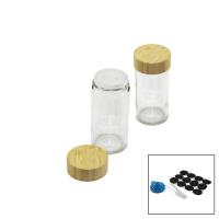 12 PCS TAKIM YUVARLAK CAM BAHARATLIK - TUZLUK BAMBU KAPAKLI