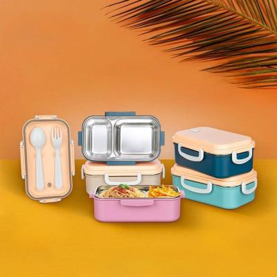 2 Bölmeli 150-300 Ml Paslanmaz Çelik Yemek Kabı Beslenme Kabı Yiyecek Saklama Kabı