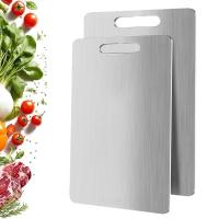 2 Boy Paslanmaz Çelik Leke Tutmaz,Kırılmaz,Antibakteriyel,Elde ve Bulaşık Makinesinde Yıkanabilen Meyve,Sebze,Et,Tavuk Kesim Panosu