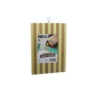 20 X 30 X 1.4CM  BEYAZ ÇİZGİLİ AHŞAP BAMBU KESİM PANOSU - KESME TAHTASI METAL KULPLU