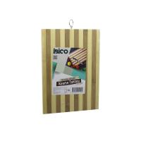 22 X 32 X 1.4CM BEYAZ ÇİZGİLİ AHŞAP BAMBU KESİM PANOSU - KESME TAHTASI METAL KULPLU