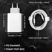 25W Hızlı Şarj Adaptörü USB-C to Type-C Kablolu – PD Destekli, Süper Hızlı Şarj Cihazı