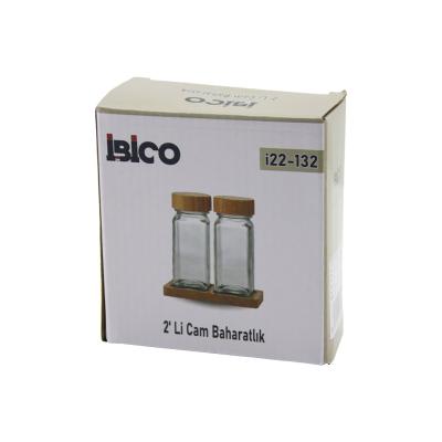 2PCS BAMBU KAPAKLI CAM TUZLUK - BİBERLİK - BAHARATLIK 120ML