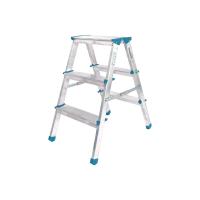 3+3 ÇİFT BASAMAKLI ALÜMİNYUM METAL MERDİVEN YÜKSEKLİK = 69CM BAŞ GENİŞLİK = 8CM