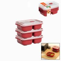 3 PCS KIRMIZI BÖLME DİKDÖRTGEN SAKLAMA KABI SETİ 1200ML