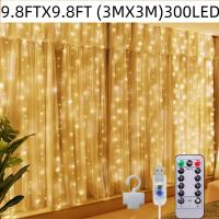300 Ledli 10 Sarkıt Perde Led Işık-8 Fonksiyon, Uzaktan Kumandalı, 3x3 Metre