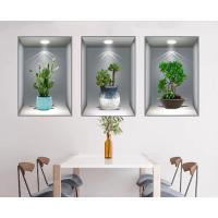 3D Çiçek Vazo Duvar Sticker 3 lü Set GRİ Fon
