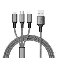 3IN1 GÜMÜŞ 1.2 METRE (MICRO USB - LIGHTNING - TYPE C) TELEFON ŞARJ KABLOSU