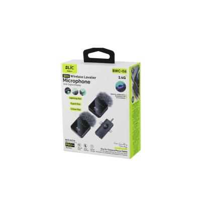 3İN1 KABLOSUZ İKİLİ YAKA MİKROFON TÜYLÜ DİJİTAL EKRAN LİGHTNİNG - TYPE-C - 3.5MM GİRİŞ 5.0V / 1A BWM-06