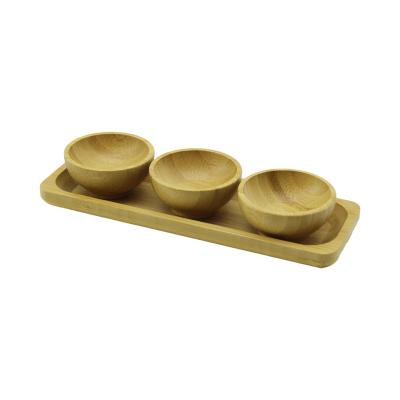3PCS - SUNUM TEPSİLİ   MİNİ - ÇAP: 6CM  AHŞAP BAMBU LOKUMLUK - ÇEREZLİK KASE
