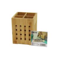 4 BÖLMELİ  BÜYÜK - PENCERELİ  KARE=11X11CM  AHŞAP BAMBU KAŞIKLIK ORGANİZER