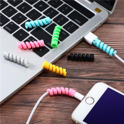4'lü Apple, Android Şarj Kablosu Koruyucu Silikon Spiral Yay Aparat
