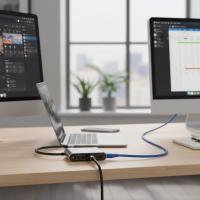 4’ü 1 Arada Type-C to Hub Dönüştürücü Adaptör – 4K Ultra HD HDMI &amp; VGA Görüntü Aktarımı, PD Hızlı Şarj Destekli, USB Çoklayıcı