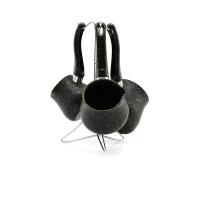 4PCS 230-280-380ML GRANİT - ÇELİK CEZVE RENKLİ METAL STANDLI