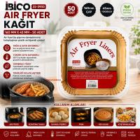 50PCS KARE TABAN: 16CM - KENAR: 4.5CM AİR FRYER PİŞİRME KALIP KAĞIT