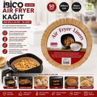 50PCS YUVARLAK TABAN: 20CM - KENAR: 4.5CM AİR FRYER PİŞİRME KALIP KAĞIT