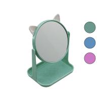 6 İNÇ  - 15CM YUVARLAK KULAKLI MAKYAJ AYNASI RENKLİ PLASTİK TAKILIK SEPETLİ=12X15.5CM