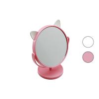 6 İNÇ  - 15CM - YUVARLAK KULAKLI RENKLİ PLASTİK MAKYAJ AYNASI AYAKLI