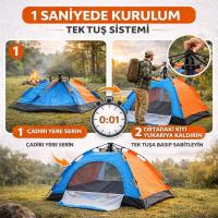 6 Kişilik Otomatik Kurulum Kamp Çadırı – Outdoor Aile, Doğa, Suya Dayanıklı Hızlı Kurulum Çadır 220x250x160 cm