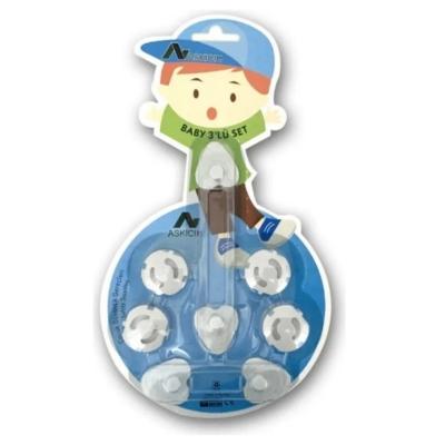 6 Parça Çocuk Güvenlik 3'lü Seti-2 Boy Çekmece,Dolap Kilidi ve 4 Adet Priz İçi Güvenlik Düğmesi