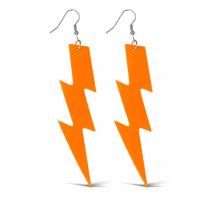 80’ler 90'lar Retro Neon Turuncu Şimşek Küpe 10 cm