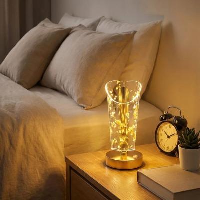 Açık Silindirik Kristal Altın Toz Model LED Masa Lambası ? Gold Tabanlı, Dokunmatik, 3 Renk Işık Modlu, Şarjlı Modern Dekoratif Gece Lambası