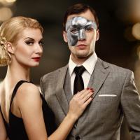 Antik Eskitme Gümüş Erkek Yarım Maske - Phantom &amp;amp; Balo Maskesi