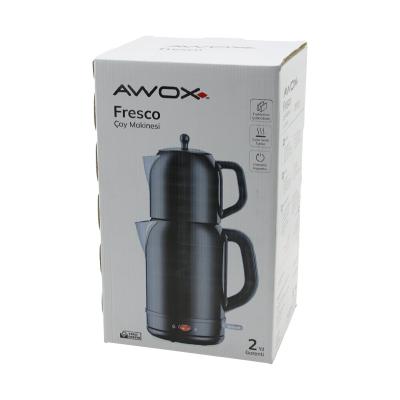 AWOX FRESCO SİYAH ELEKTRİKLİ ÇAY MAKİNESİ ÇAYCI SET 1.7LT SU ISITICI + 1.2LT DEMLİK PASLANMAZ ÇELİK GÖVDE 2200W