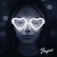 Beyaz LED Işıklı Kalp Gözlük – 3 Modlu Parti - Glow Gözlüğü