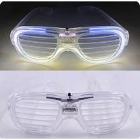 Beyaz Led Işıklı Parti Gözlüğü - Neon Glow Şerit Gözlük 3 Modlu