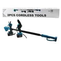 BN-5 CORDLESS TOOLS LTJ-6A ZZ-01 2 PCS SET 6" BUDAMA DAL KESME TESTERE=ŞARJLI--YAĞSIZ - ZİNCİRLİ + ŞARJLI BAĞ MAKASI TELESKOPİK UZAYAN METAL SAP=120--195CM