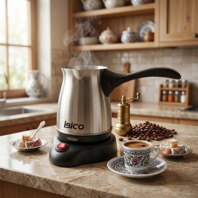 ÇELİK ELEKTRİKLİ CEZVE TÜRK KAHVE MAKİNESİ - 4FİNCAN=400ML KABLOSUZ KULLANIM- 360°DÖNER 600W MTF-002