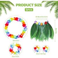 Çocuk Hawaii Kostüm Seti - Yaprak Etek &amp;amp; Hawaii Set - 5 Parça