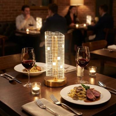 Dalgalı Silindirik Kristal Kareli Model LED Masa Lambası ? Gold Tabanlı, Dokunmatik, 3 Renk Işık Modlu, Şarjlı Modern Dekoratif Gece Lambası