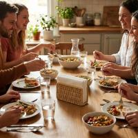 Dekoratif Plastik Rattan Dikdörtgen Peçetelik–Doğal Hasır Dokulu Masaüstü Peçete Standı