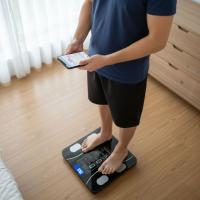 Dijital Baskül Yağ Ölçer Fonksiyonlu Akıllı Baskül Bluetooth Bağlantılı Tartı