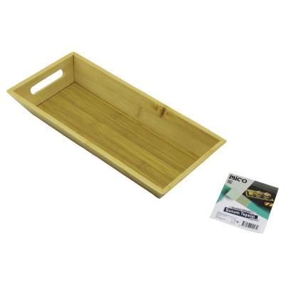 DİKDÖRTGEN=16X35CM  DERİN=4.5CM  AHŞAP BAMBU SUNUM TEPSİSİ ÇİFT OYMA KULPLU