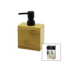 DİKDÖRTGEN  AHŞAP BAMBU SIVI SABUNLUK  SİYAH PLASTİK POMPA   5.8 X 9.9CM - Y: 10CM