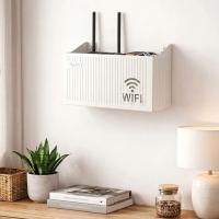 Duvar Tipi Wi-Fi Modem Saklama Kutusu(Beyaz) – Kablo Düzenleyici Router Raf Organizer