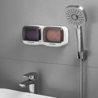 Duvara Monte İkili Kapaklı Plastik Katı Sabunluk Organizer – Banyo &amp; Mutfak İçin Yapışkanlı Sabun Kutusu ve Düzenleyici