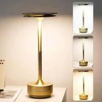 Eskitme Gold Kasa Dokunmatik Şarjlı Masa Lambası – 3 Renk Işık Modlu, LED Aydınlatmalı, Modern &amp; Dekoratif Abajur