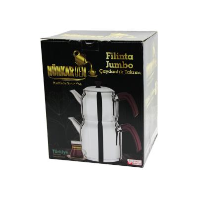 FİLİNTA JUMBO BOY ÇELİK ÇAYDANLIK SETİ ÇİFT KAPAKLI RENKLİ BAKALİT KULP ÜST DEMLİK: 2LT - ALT SULUK: 4LT KENDİNDEN SÜZGEÇLİ