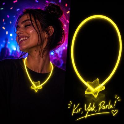 Fosforlu Yıldız Parti Kolyesi – Neon Işıklı Kolye Sarı Renk