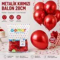GM-110-53 METALİK - KIRMIZI BALON 11'' - 28CM - 100 PARÇA