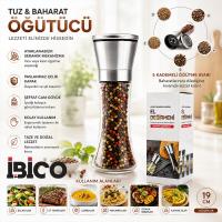 HAND GRINDER BÜYÜK CAM HAZNELİ - KROM KAPLAMA PLS.KAPAKLI TUZ - BAHARAT ÖĞÜTÜCÜ