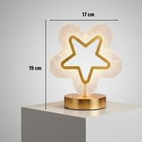İçi Boş Yıldız Şeklinde Kristal LED Masa Lambası – Dokunmatik, 3 Renk Işık Modlu, Şarjlı Mini Dekoratif Gece Lambası