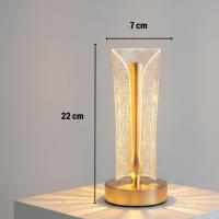 İki Yandan Kavisli Silindirik Çizgi Model Kristal LED Masa Lambası – Dokunmatik, 3 Renk Işık Modlu, Şarjlı Dekoratif Gece Lambası