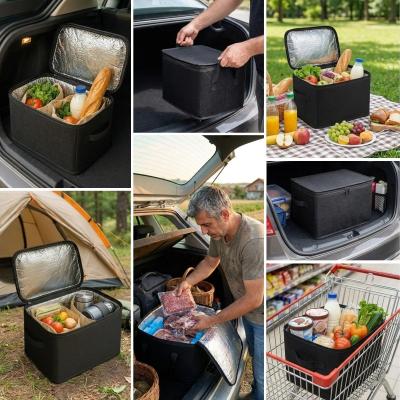 Isı Koruyucu Termal Taşıma Çantası 32 Litre – Araç Bagaj Organizeri, Termos, Katlanabilir Keçe Saklama Çantası 37x27x25 cm